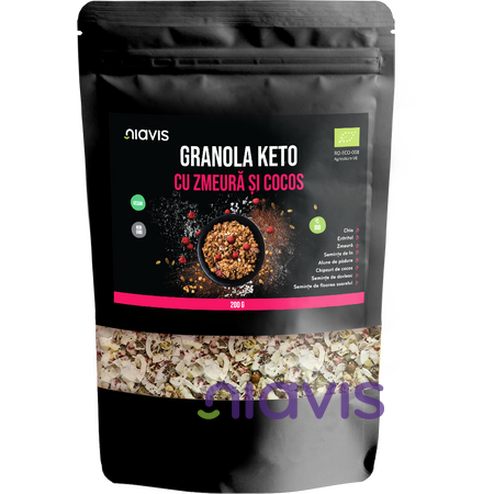 Niavis Granola Keto cu Zmeura si Cocos Ecologica/BIO 200g